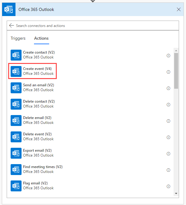 Power Automate - Outlook-create event