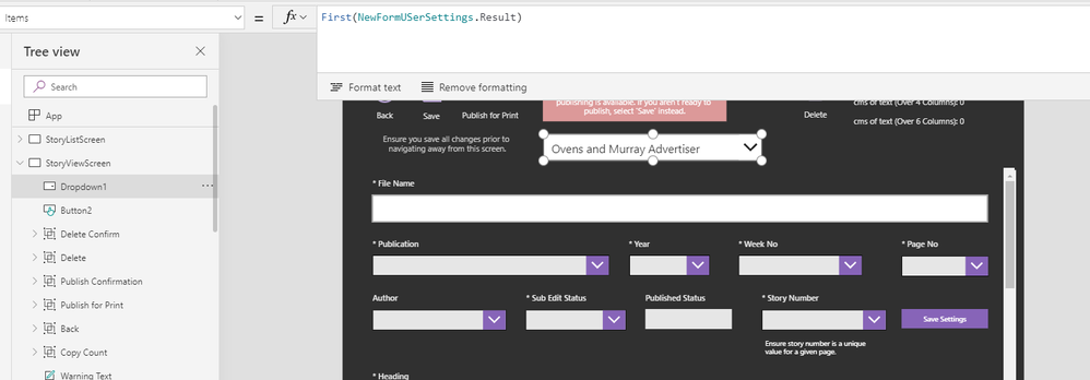 The dummy dropdown I'm using to debug.