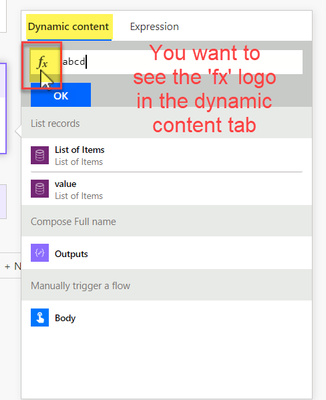 If you see the fx Logo in the Dynamic Content Tab, you have done this correctly