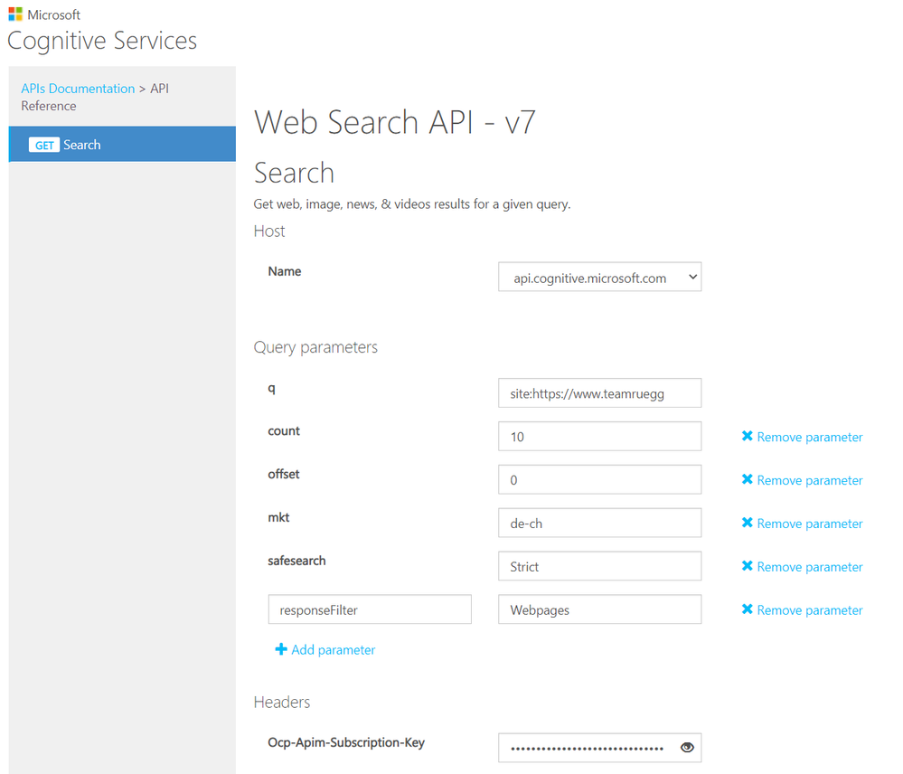 Bing Web Search API with Power Automate Part 1 - Bing Web Search - Try it.PNG