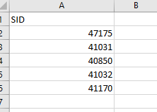 Excel file values