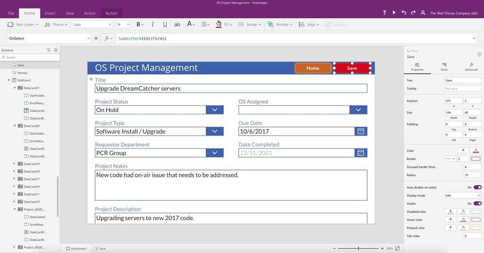 Edit Form Submit Command