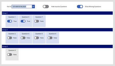Different Visit, and toggling to hide inactive questions.