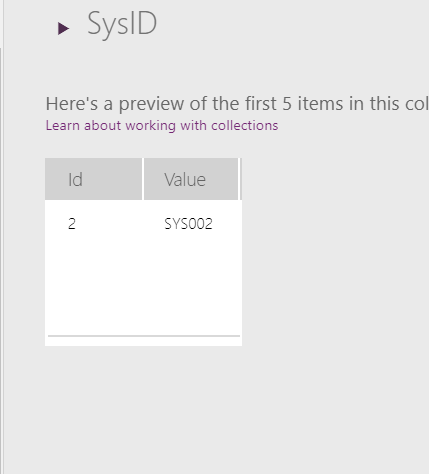 Screenshot of SysID lookup