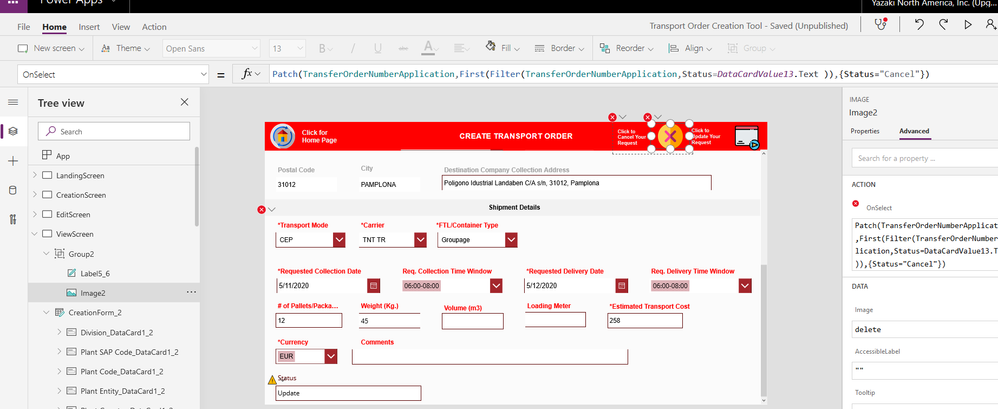 2020-05-10 12_19_22-Transport Order Creation Tool - Saved (Unpublished) - Power Apps.png