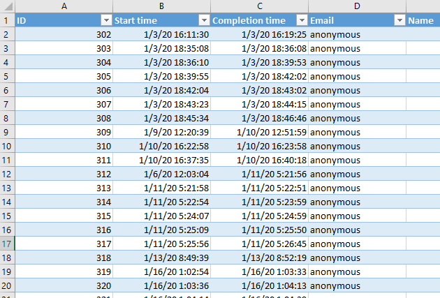 Excel file with the issue of a 'jumped' count