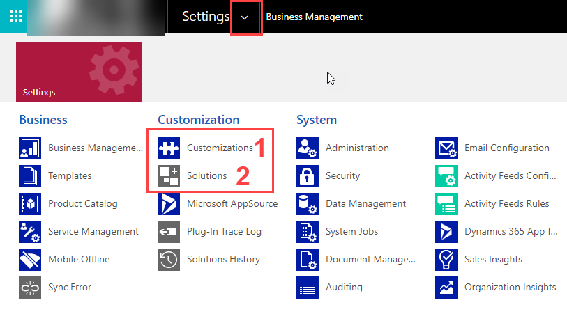 Dynamics 365 - Accessing the classic settings area