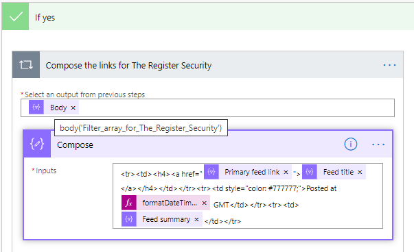 Composes the links in a legible format