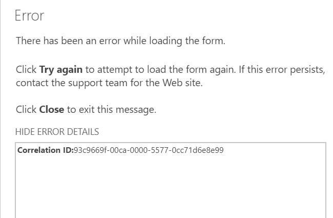 Error Message SharePoint list item not opening.jpg