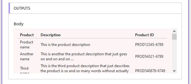 Flow.MichChrdk.4.Products into HTML table result.jpg