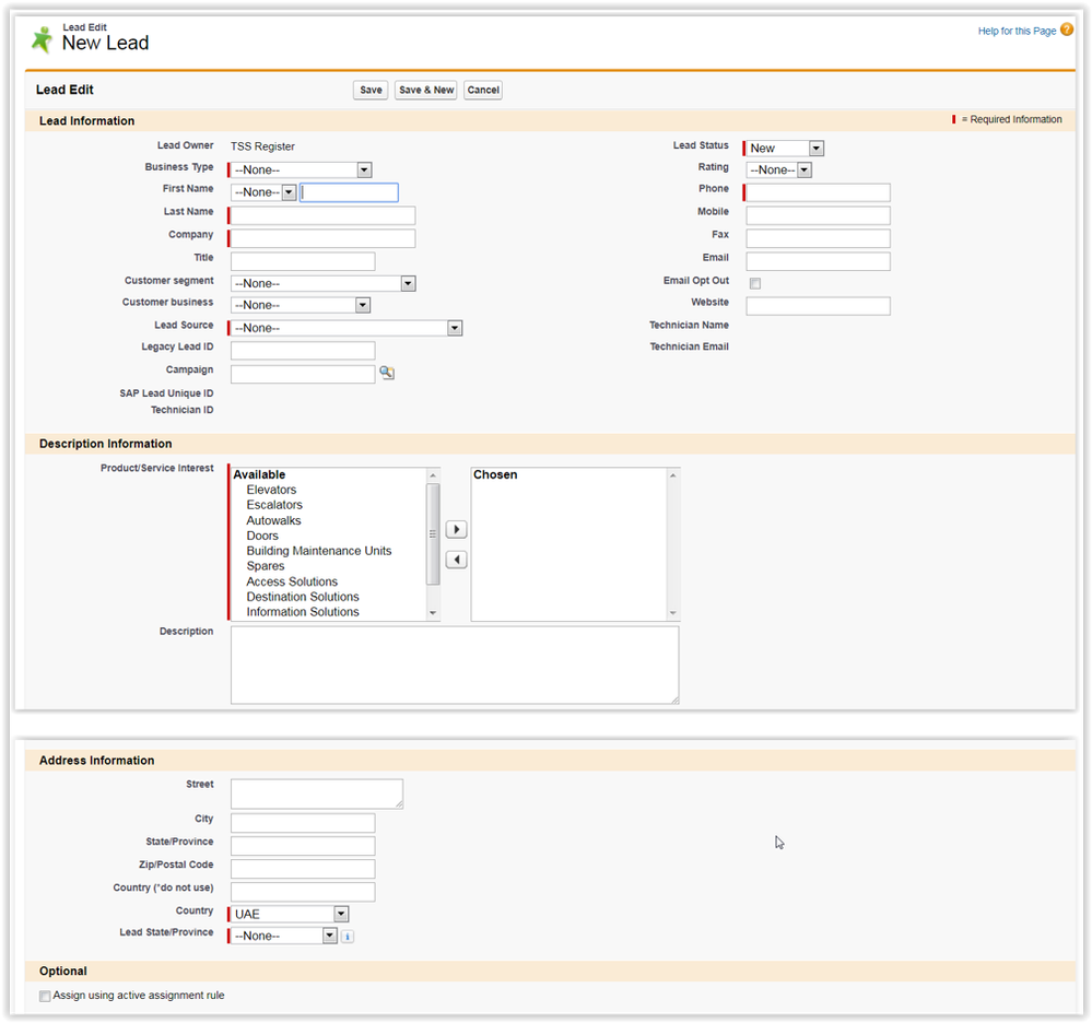 Salesforce Screen