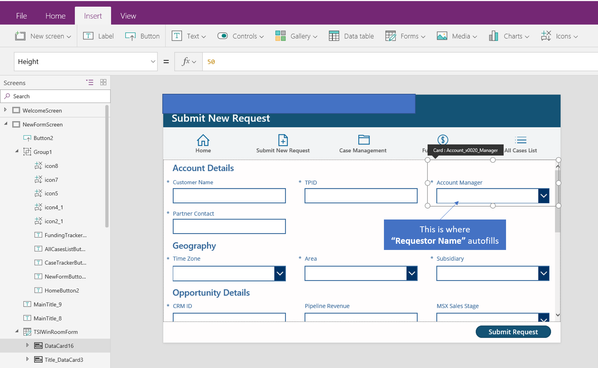 Step 1 works well... a requestor can go in and submit a form after the person or group coloumn auto-populates their name