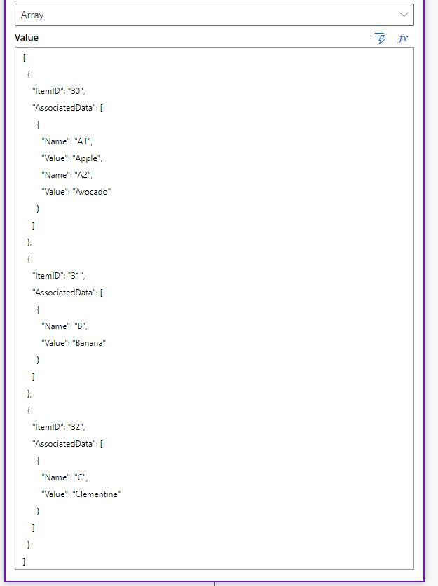 Simplified example of input data