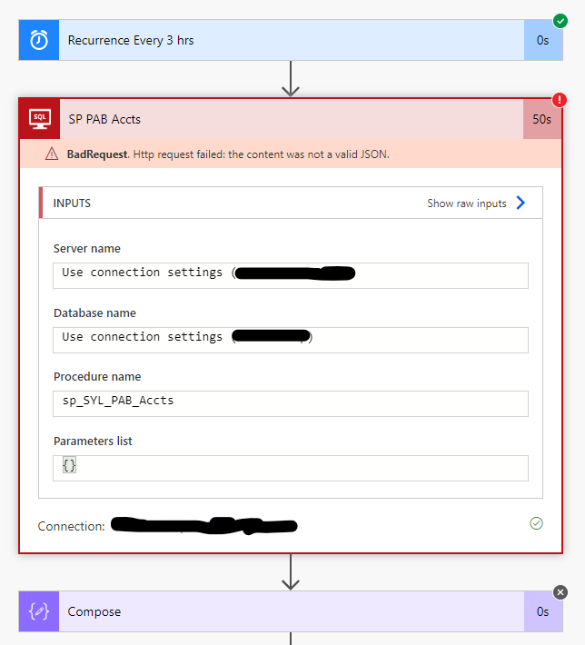 JSON error returned