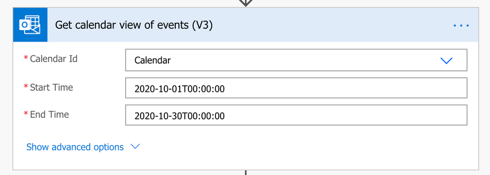 Fetch Outlook calendar events