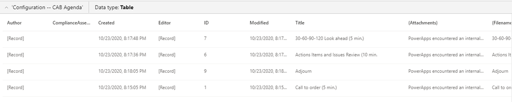 Display of table records and fields from formula bar