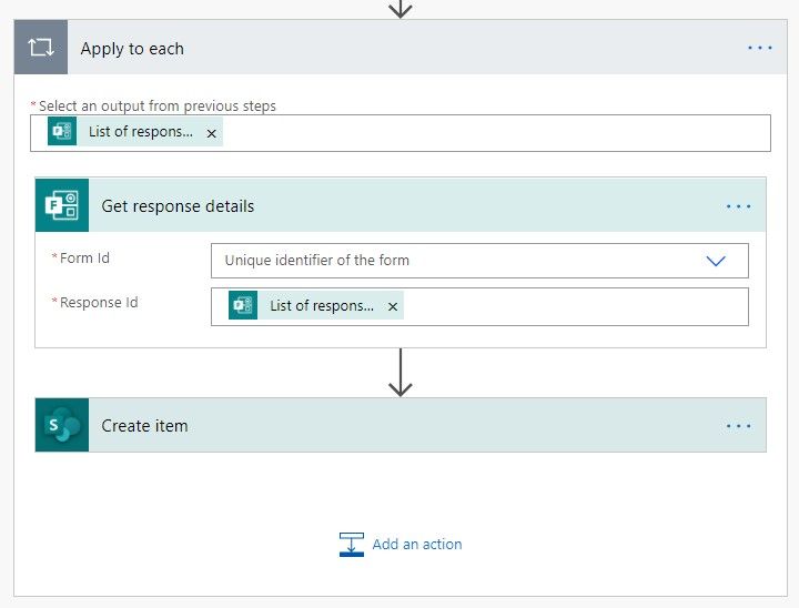 Forms response to SharePoint item