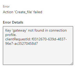 Error in 'Create file' in File system flow