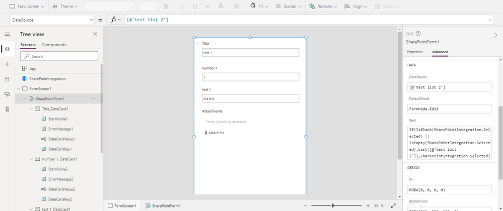 List Form in PowerApp