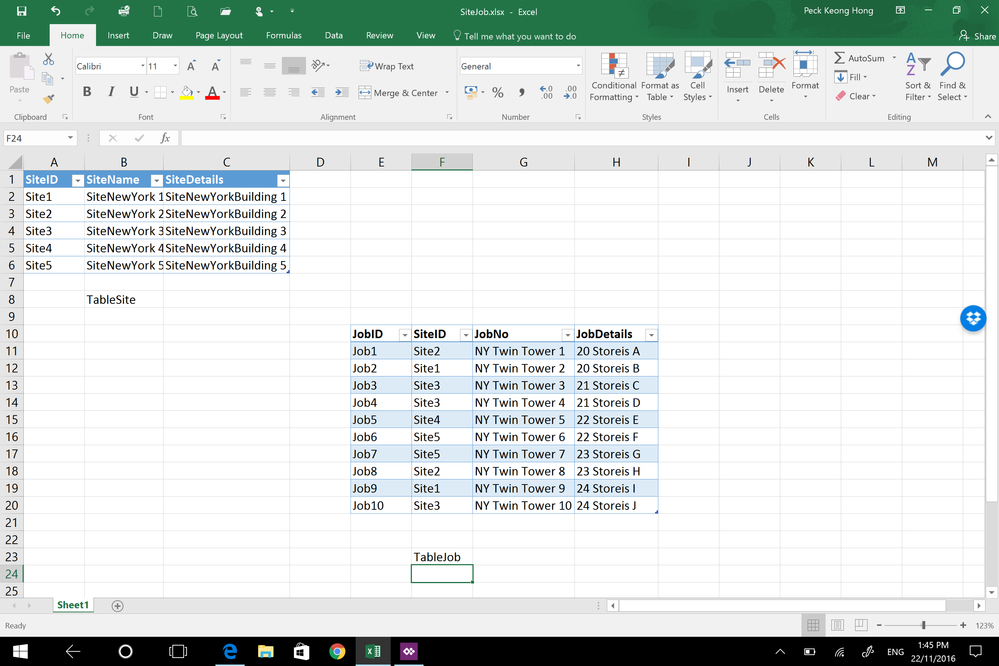 Sample Tables