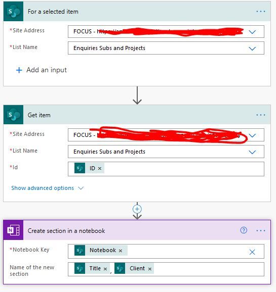 Flow to create section