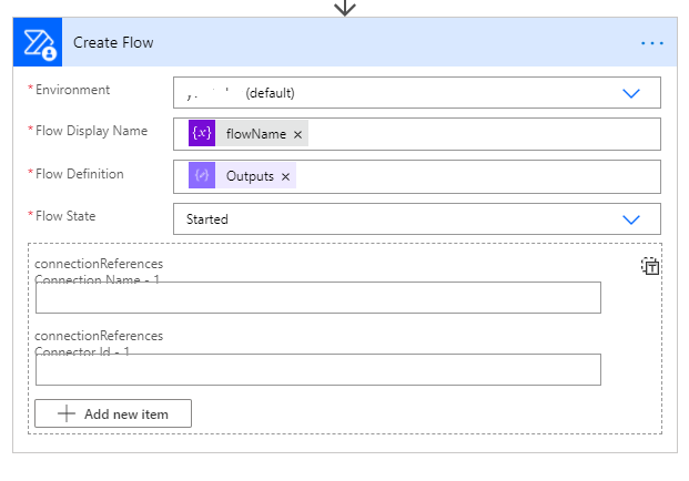 no connectionReferences create flow