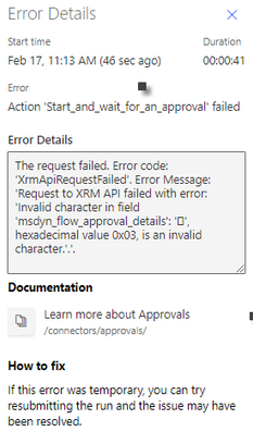 Error message