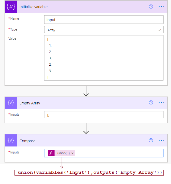 Union with empty array to get unique values.