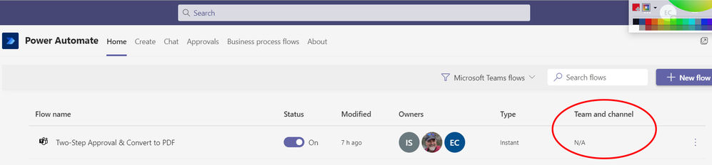 Flow in Teams but can't use