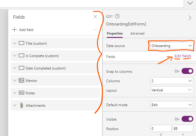 Normal 'Edit fields' in Properties