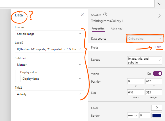 'Edit' option that opens a Data pane