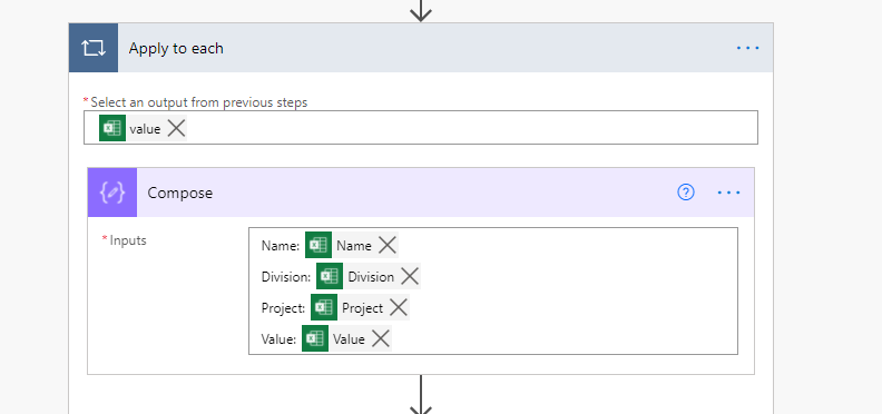 Compose action inputs