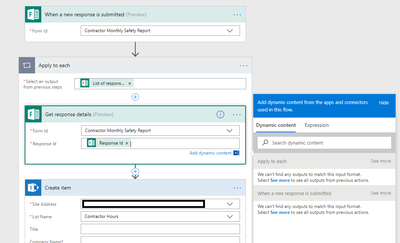 Cursor is in Response Id field under Get response details, no dynamic content available