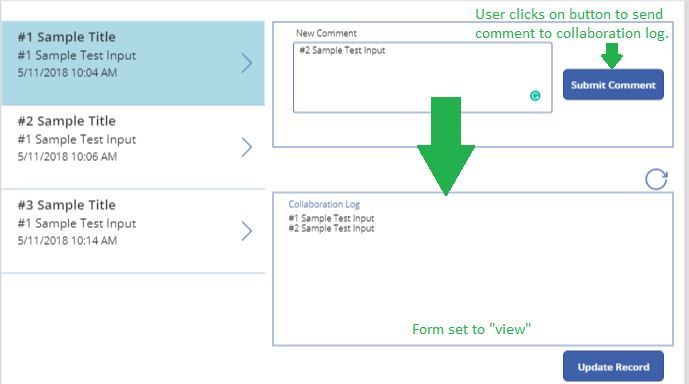 Visual of Intended Comment Log Functionality