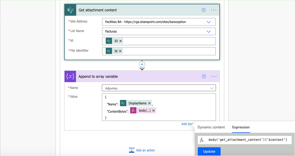 Here is the flow part responsible for appending the attachments to the variable.