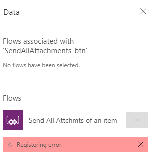 Registering Error when trying to add a MS FLOW