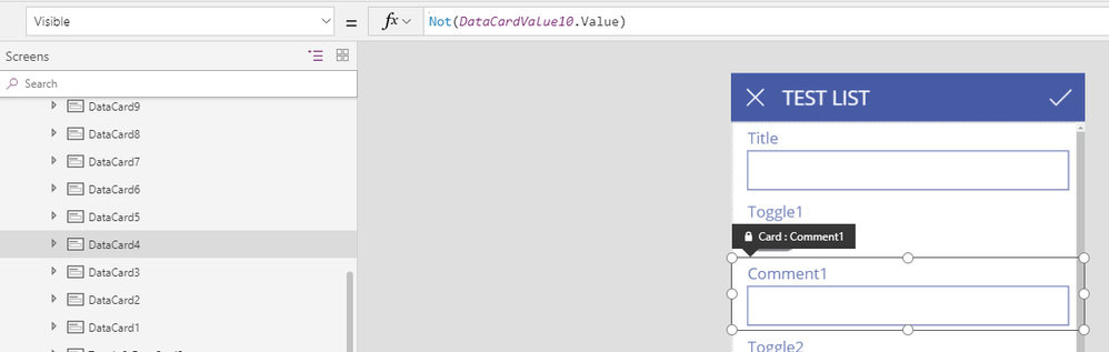 11 Set Visible Property of Comment Datacard.png