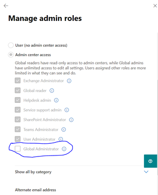 Manage admin roles