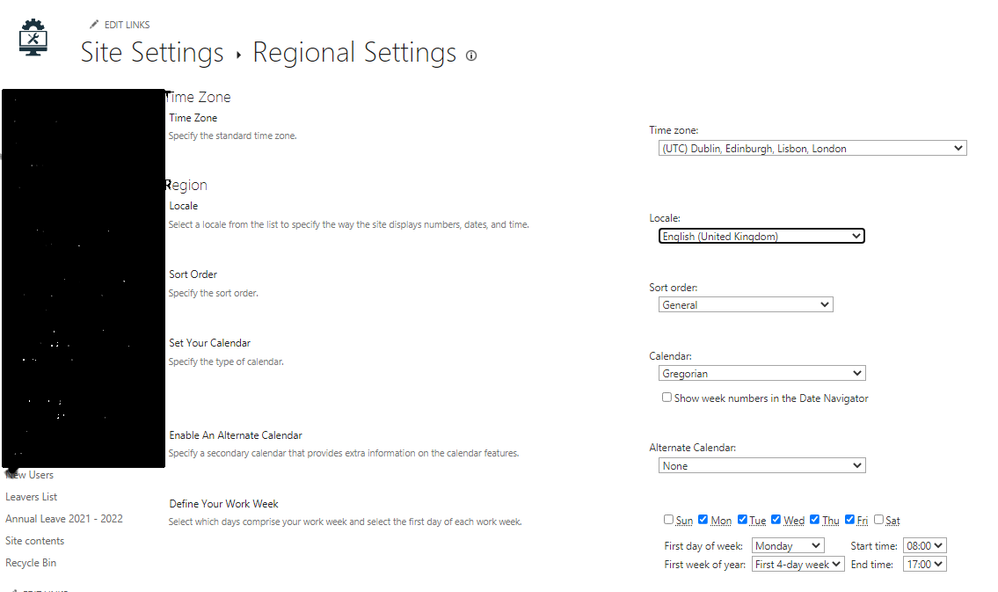 Region is set to UTC UK which is where we are