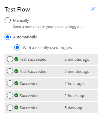 Triggers to use for testruns