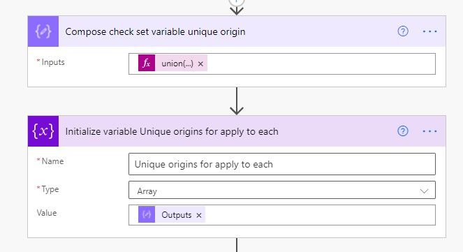 used union in compose and then used its output in the variable