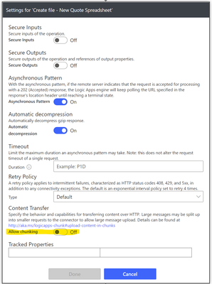 Disable allow chunking