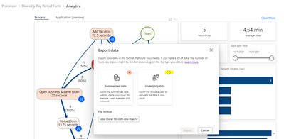 Export data from Process Advisor