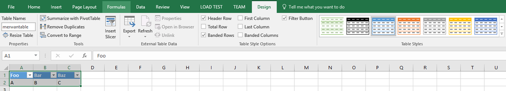 Naming the table