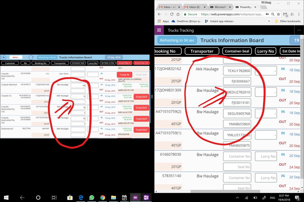 Left (Win 10)  BUG  - Right (Browser) - OK