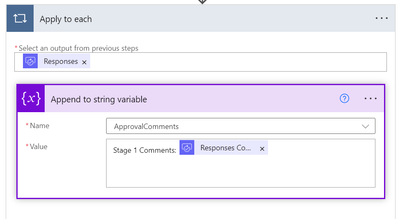 in this image i have appended stage 1 comments to the string variable