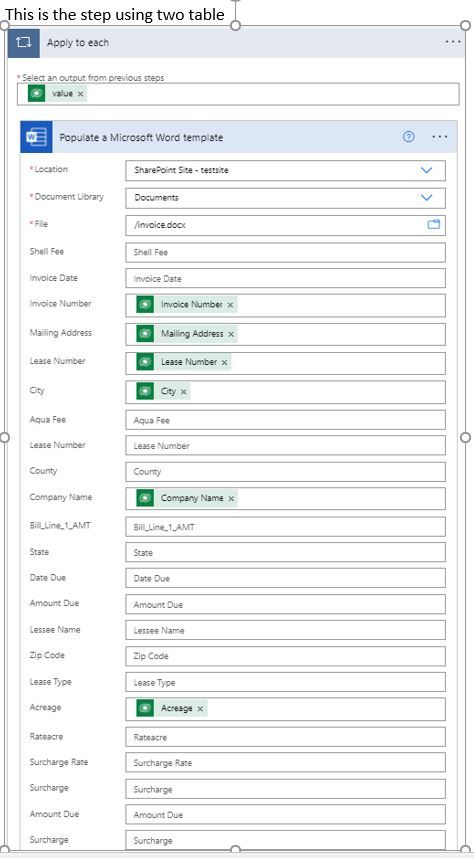 Create docx using two tables. Works.