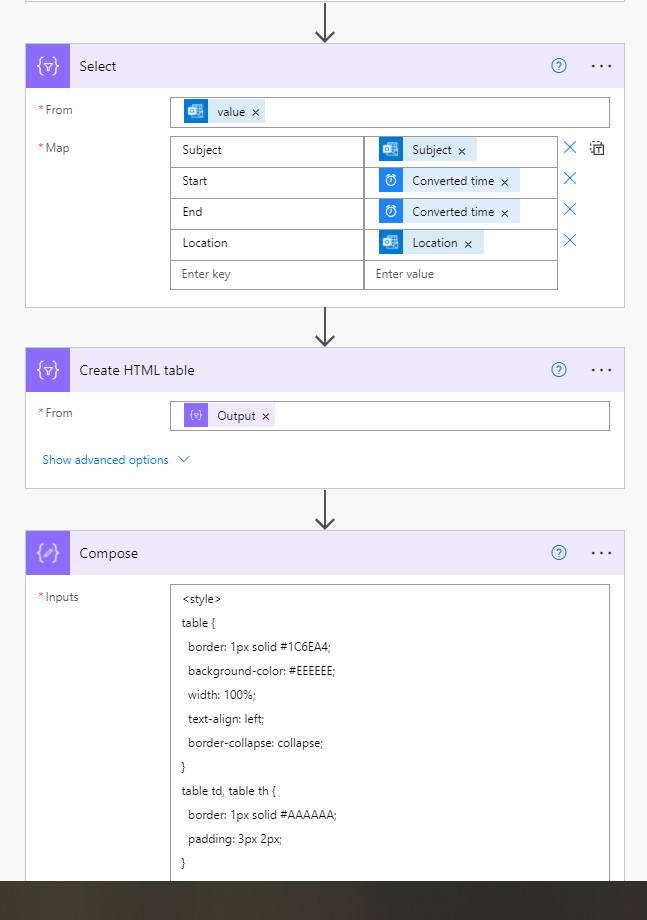 the issue is here with "start" and "end" but I can't figure out the right inputs