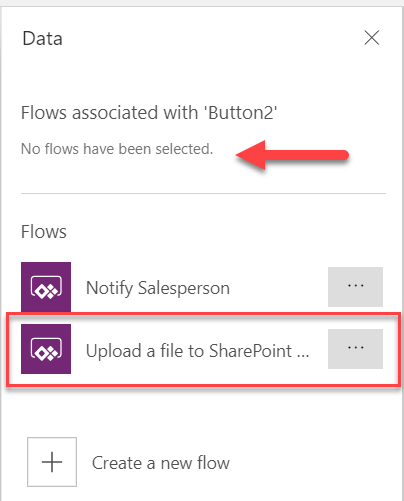 Flow not associated to button