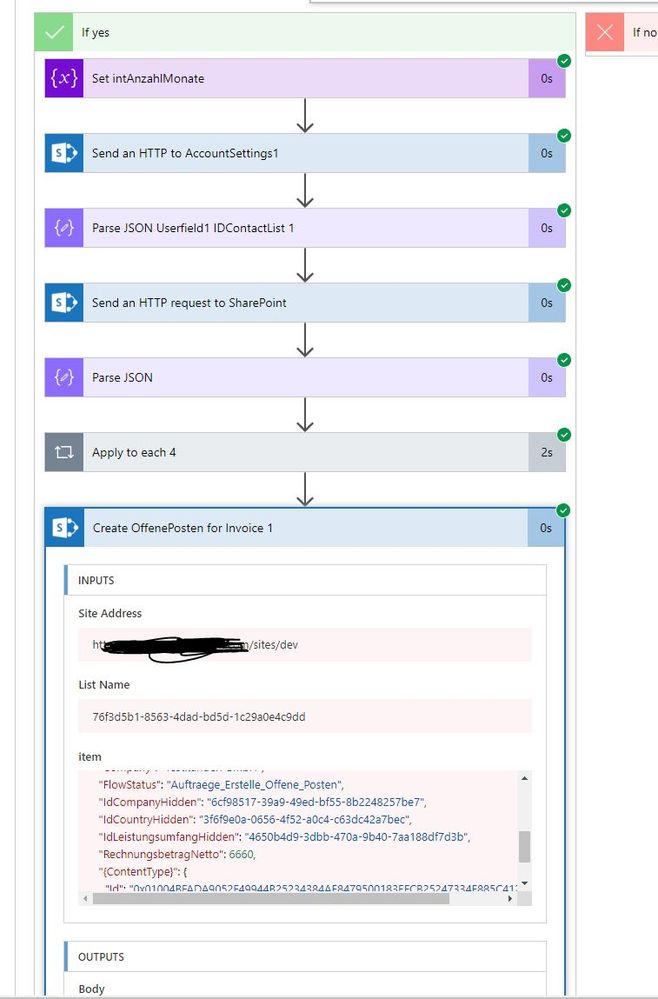 In this "Create OffenePosten for Invoice 1" is the variable. In this screenshot it's the value from the get_items inside apply_to_each. Which is 6660.